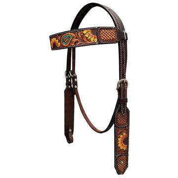 Bar H Equine Bonnie Blossom Sunflower Leather One Ear Headstall